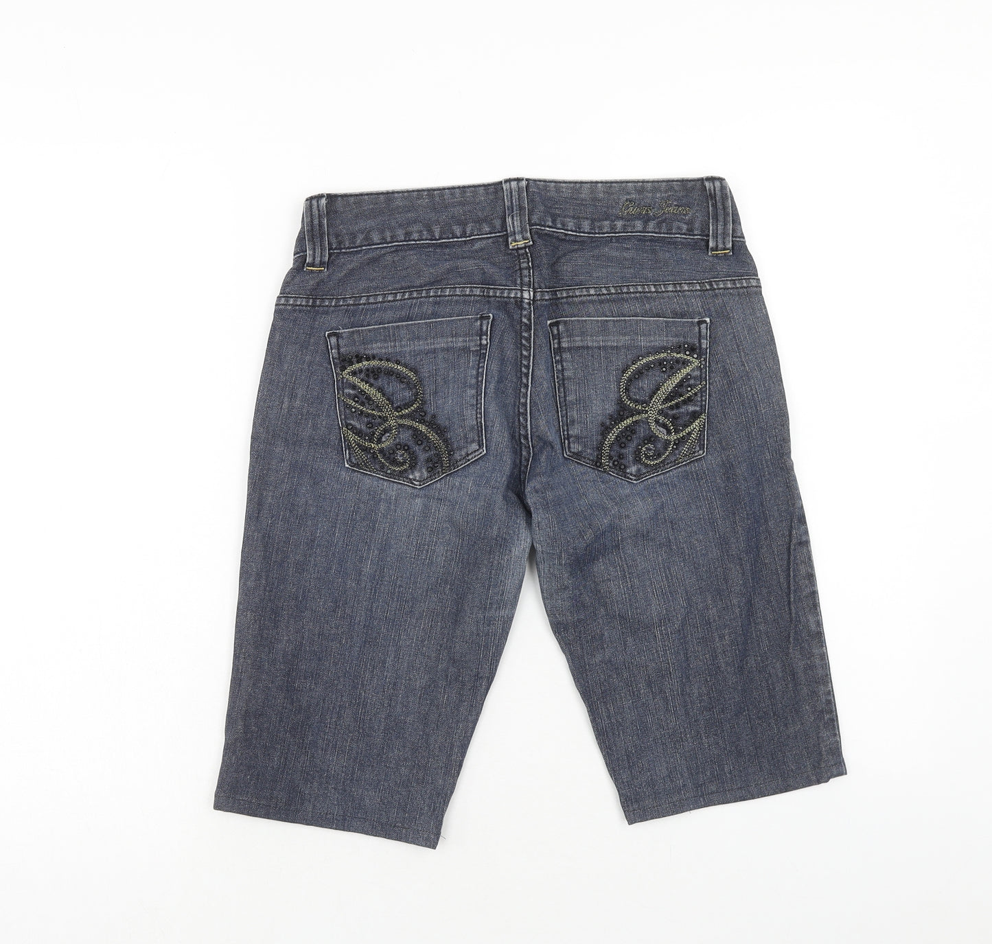 GUESS Womens Blue Cotton Bermuda Shorts Size M Regular Zip