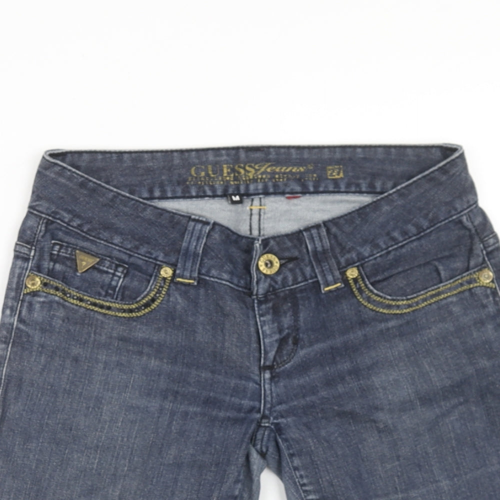 GUESS Womens Blue Cotton Bermuda Shorts Size M Regular Zip