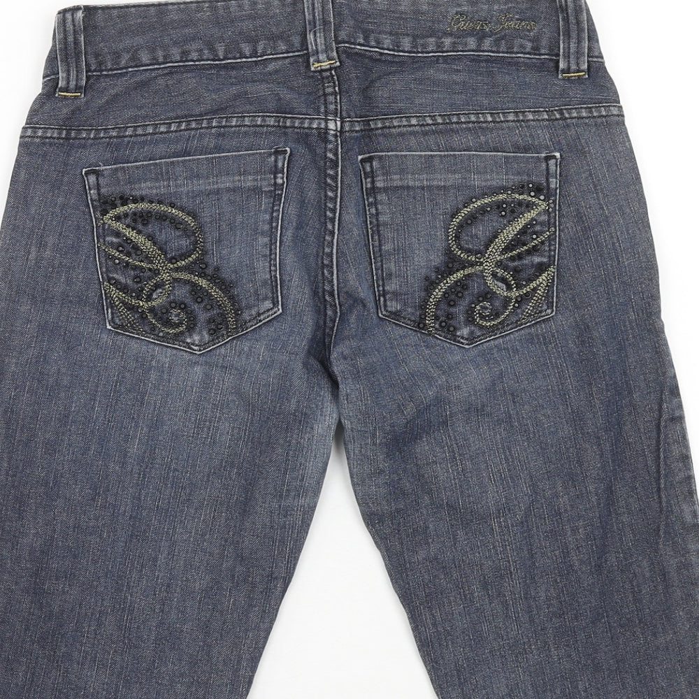 GUESS Womens Blue Cotton Bermuda Shorts Size M Regular Zip