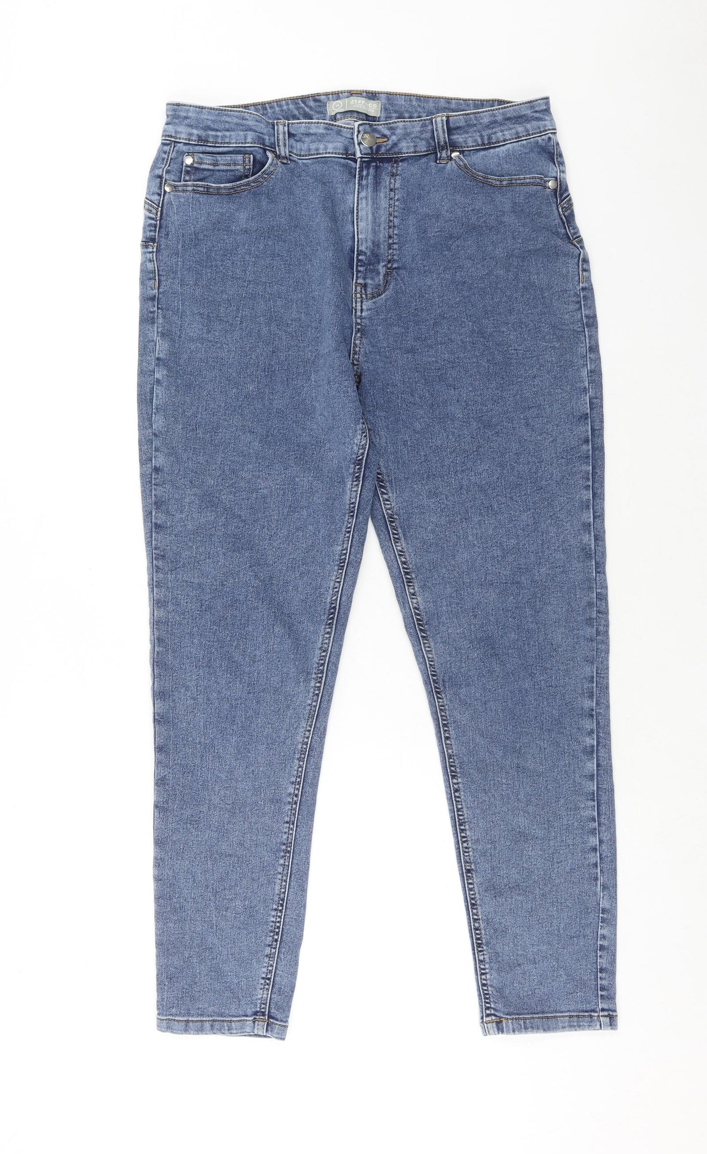 Jeff & Co Womens Blue Cotton Skinny Jeans Size 14 Regular Zip