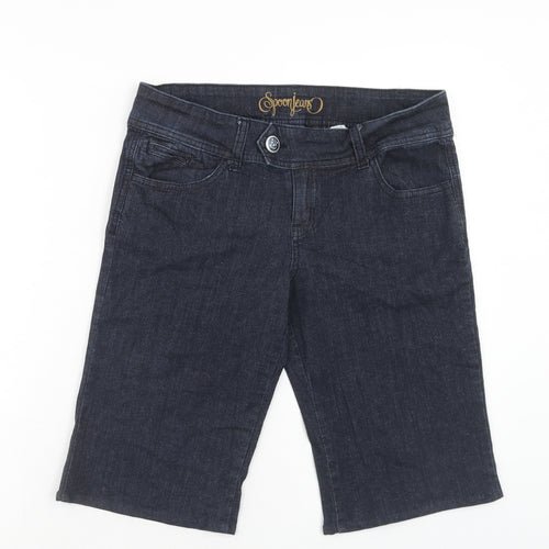 Spoon jeans Womens Blue Cotton Bermuda Shorts Size L Regular Zip