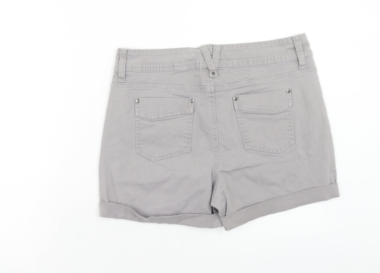 James & Co Womens Grey Cotton Boyfriend Shorts Size 12 Regular Zip