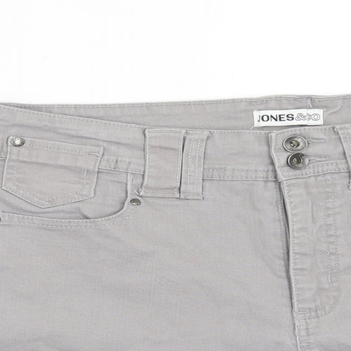 James & Co Womens Grey Cotton Boyfriend Shorts Size 12 Regular Zip