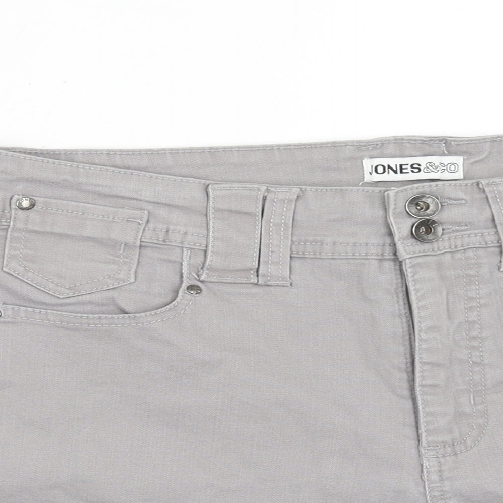 James & Co Womens Grey Cotton Boyfriend Shorts Size 12 Regular Zip