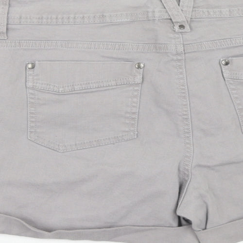 James & Co Womens Grey Cotton Boyfriend Shorts Size 12 Regular Zip