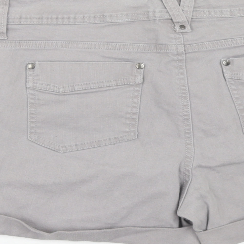 James & Co Womens Grey Cotton Boyfriend Shorts Size 12 Regular Zip