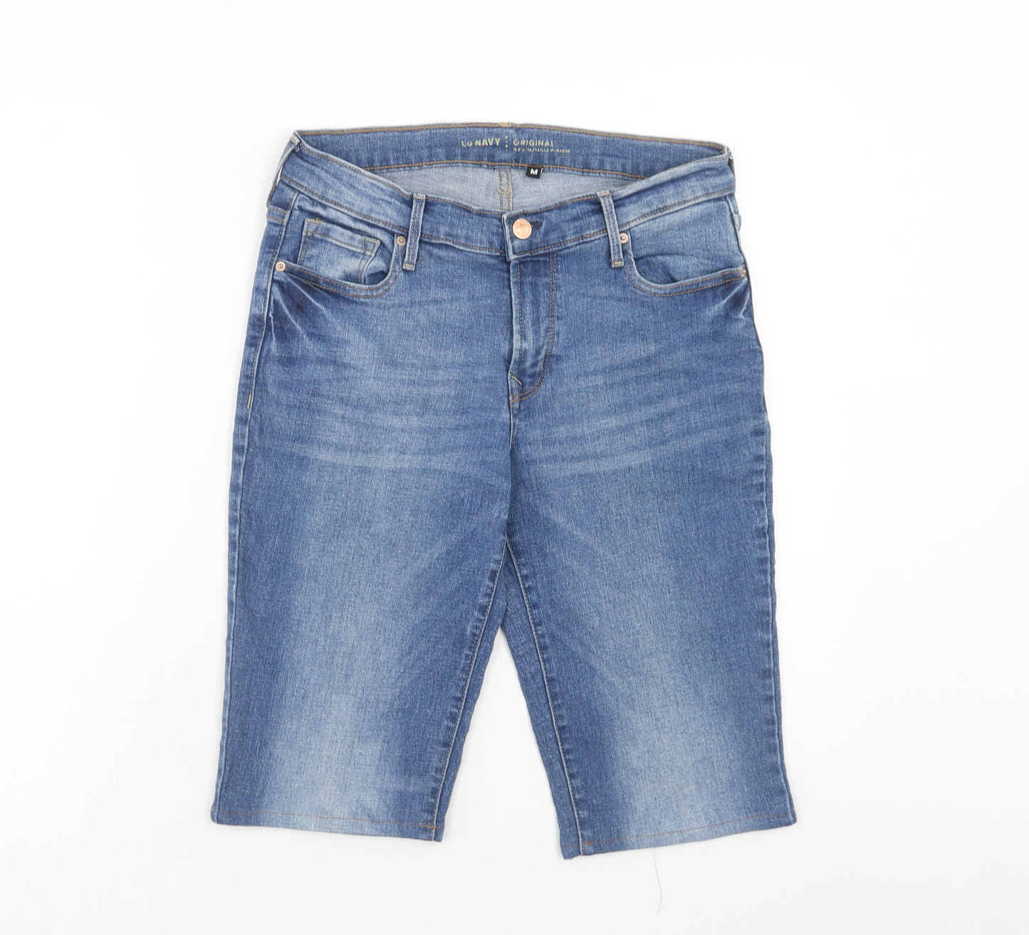 Old Navy Womens Blue Cotton Bermuda Shorts Size M Regular Zip