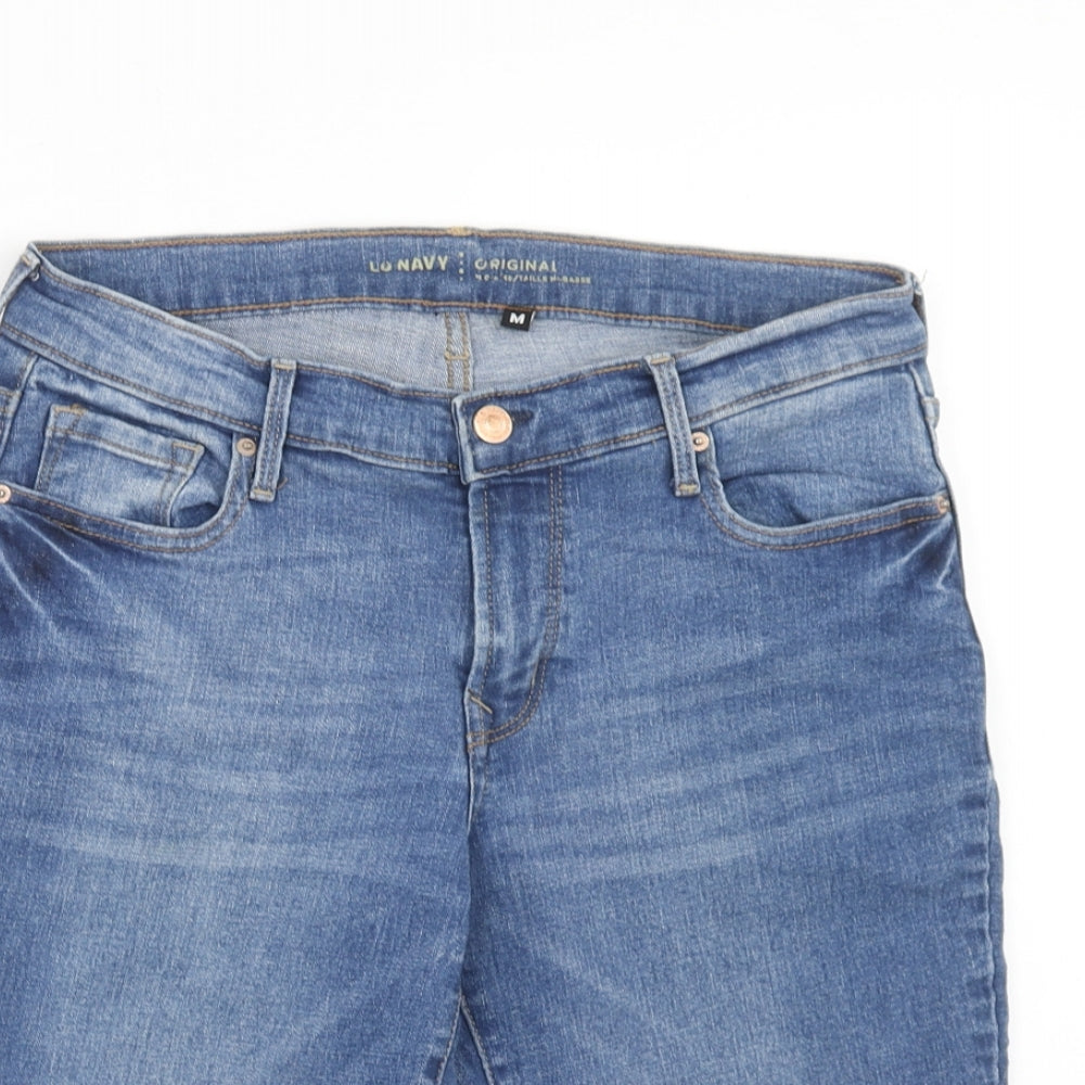 Old Navy Womens Blue Cotton Bermuda Shorts Size M Regular Zip