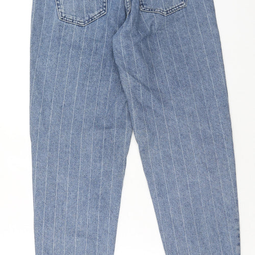 Denim & Co. Womens Blue Striped Cotton Straight Jeans Size 8 Regular Zip
