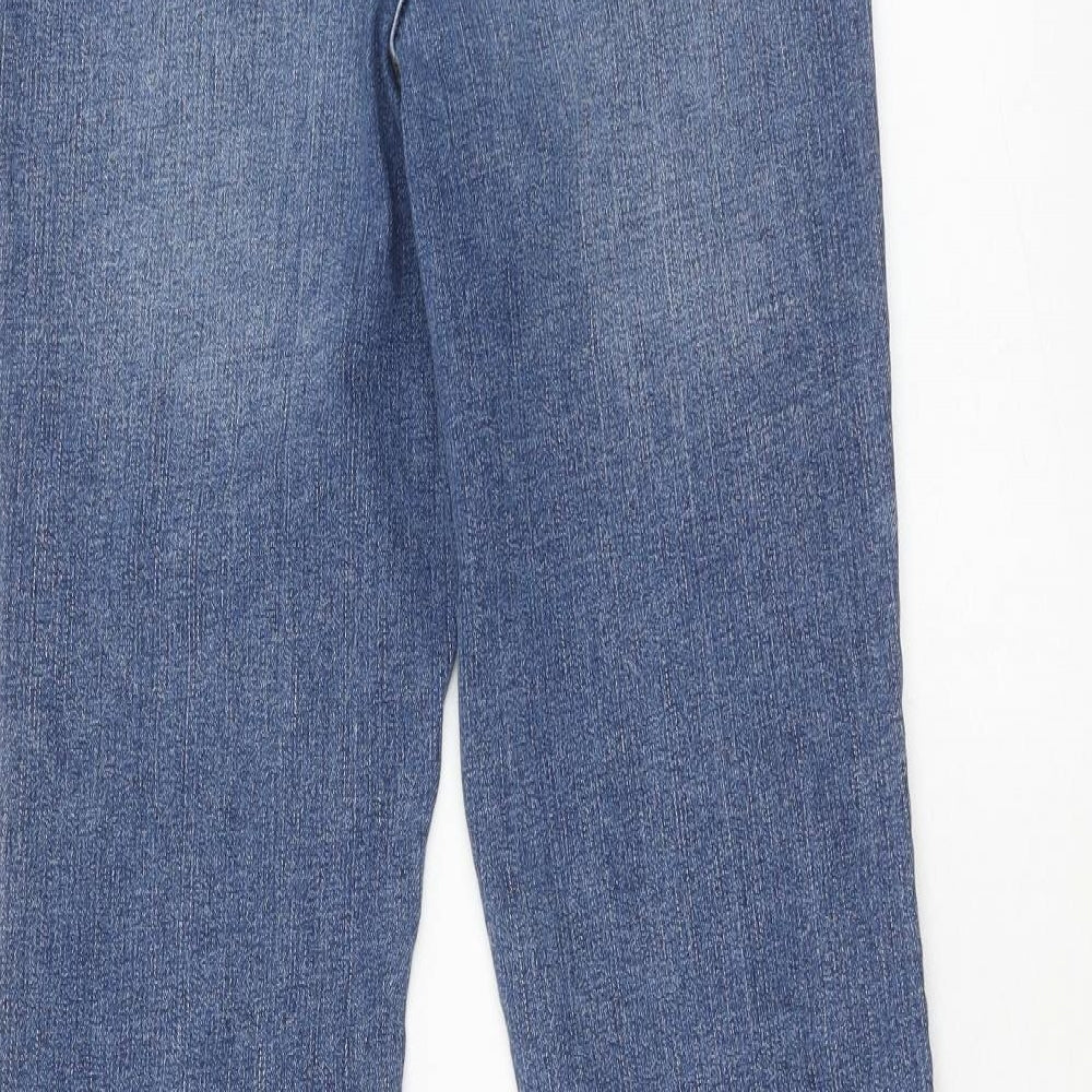 New Look Womens Blue Cotton Flared Jeans Size 8 Regular Zip