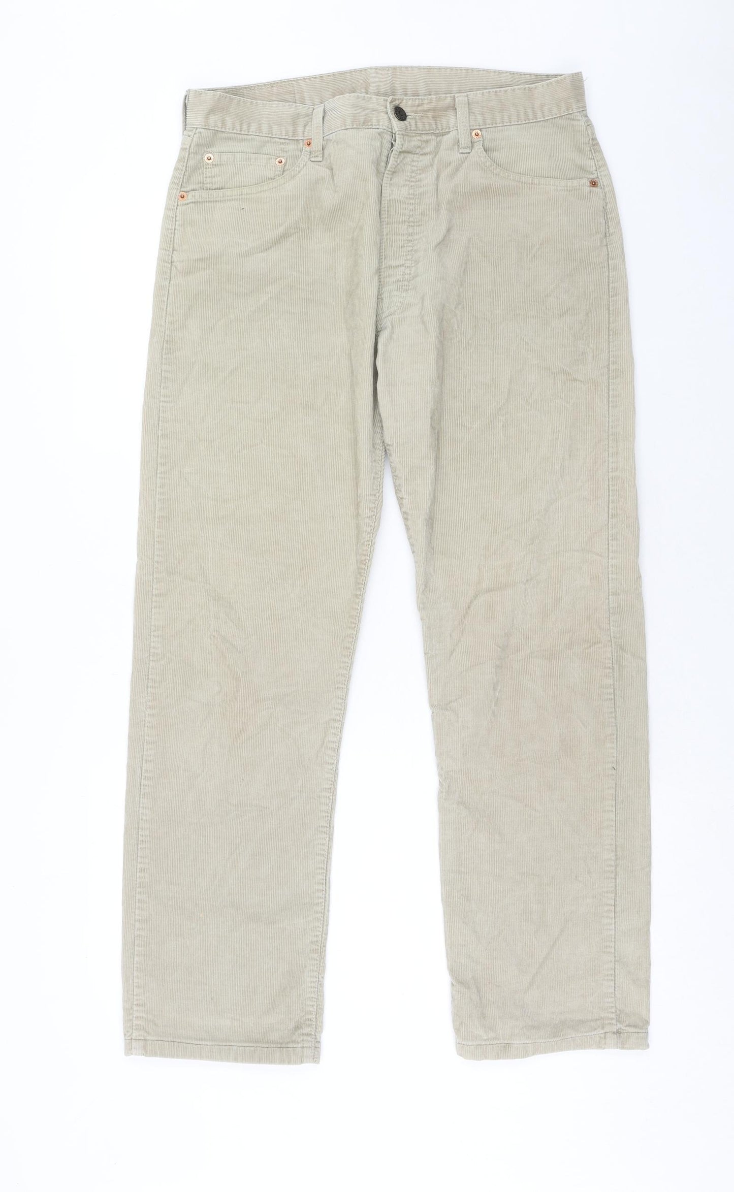 Signature by Levi Strauss & Co. Mens Beige Cotton Trousers Size 34 in L34 in Regular Zip