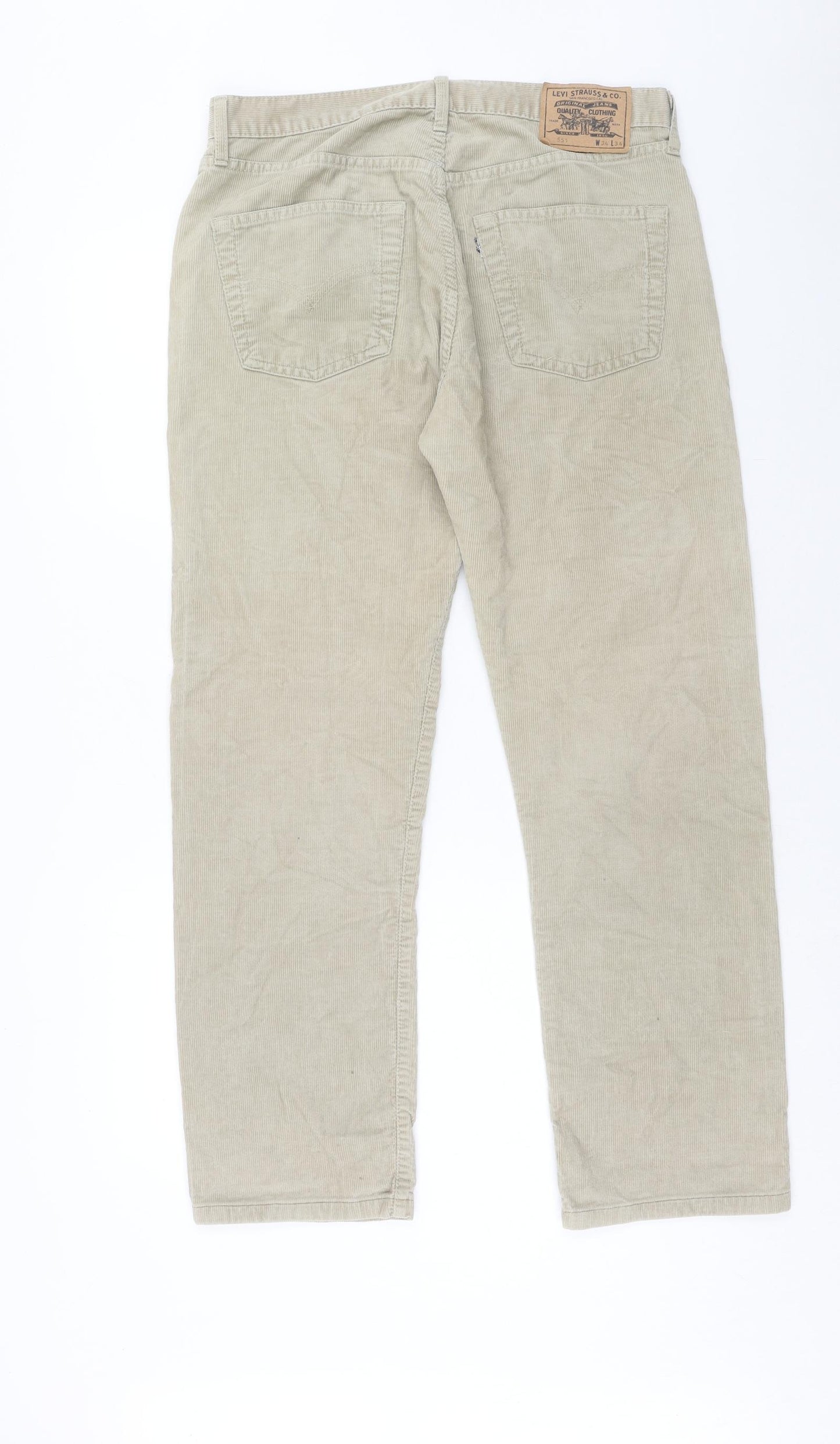 Signature by Levi Strauss & Co. Mens Beige Cotton Trousers Size 34 in L34 in Regular Zip