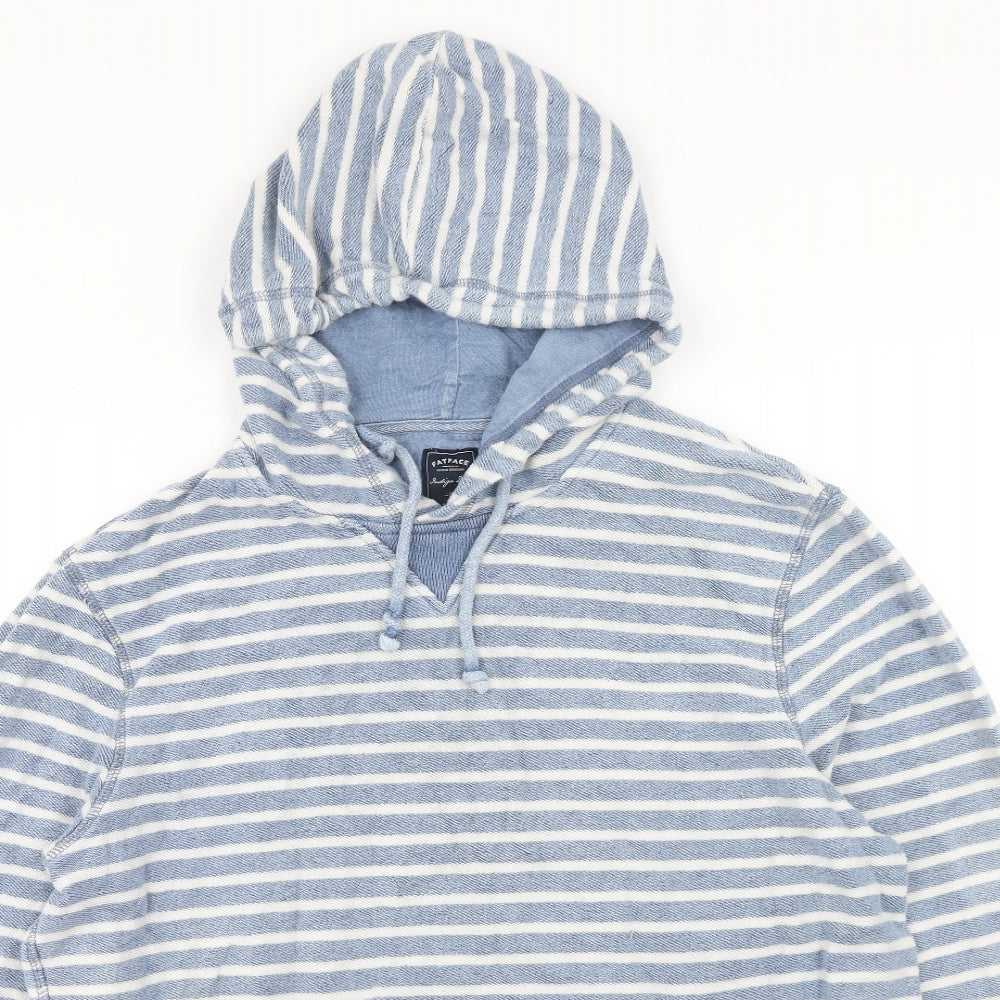 Fat Face Mens Blue Striped Cotton Pullover Hoodie Size L