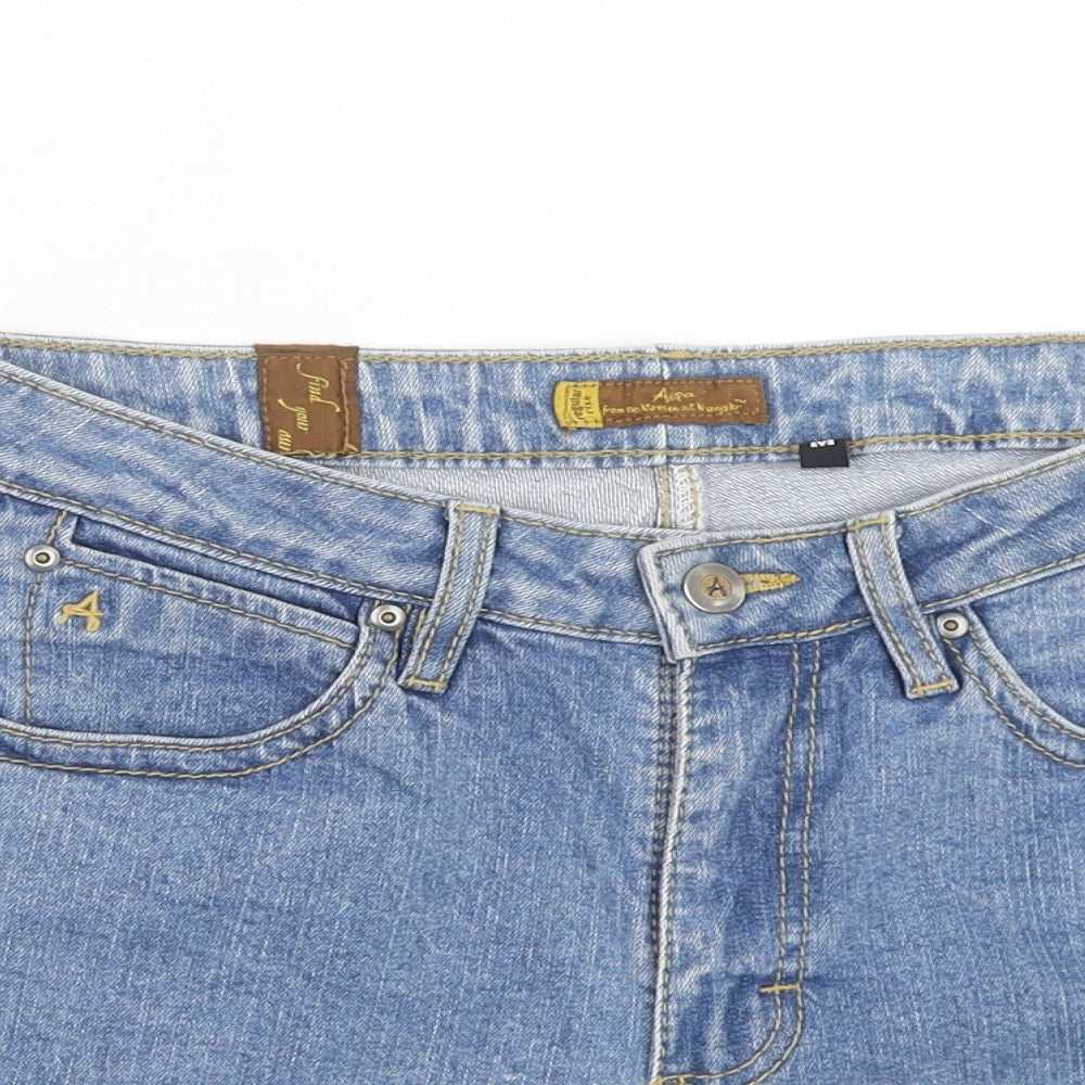 AURA Womens Blue Cotton Boyfriend Shorts Size 28 in Regular Zip
