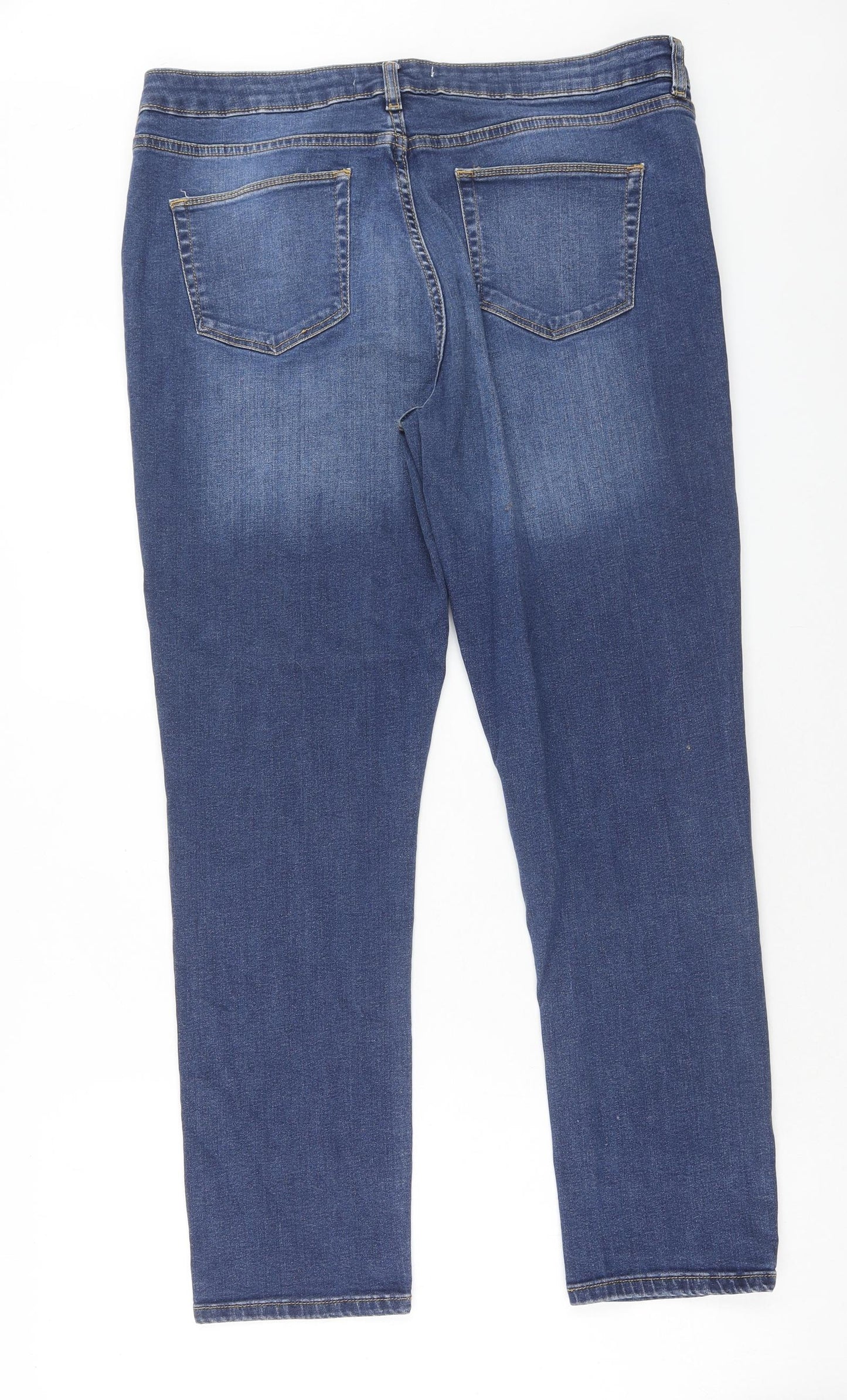 Wallis Womens Blue Cotton Straight Jeans Size 16 Regular Zip