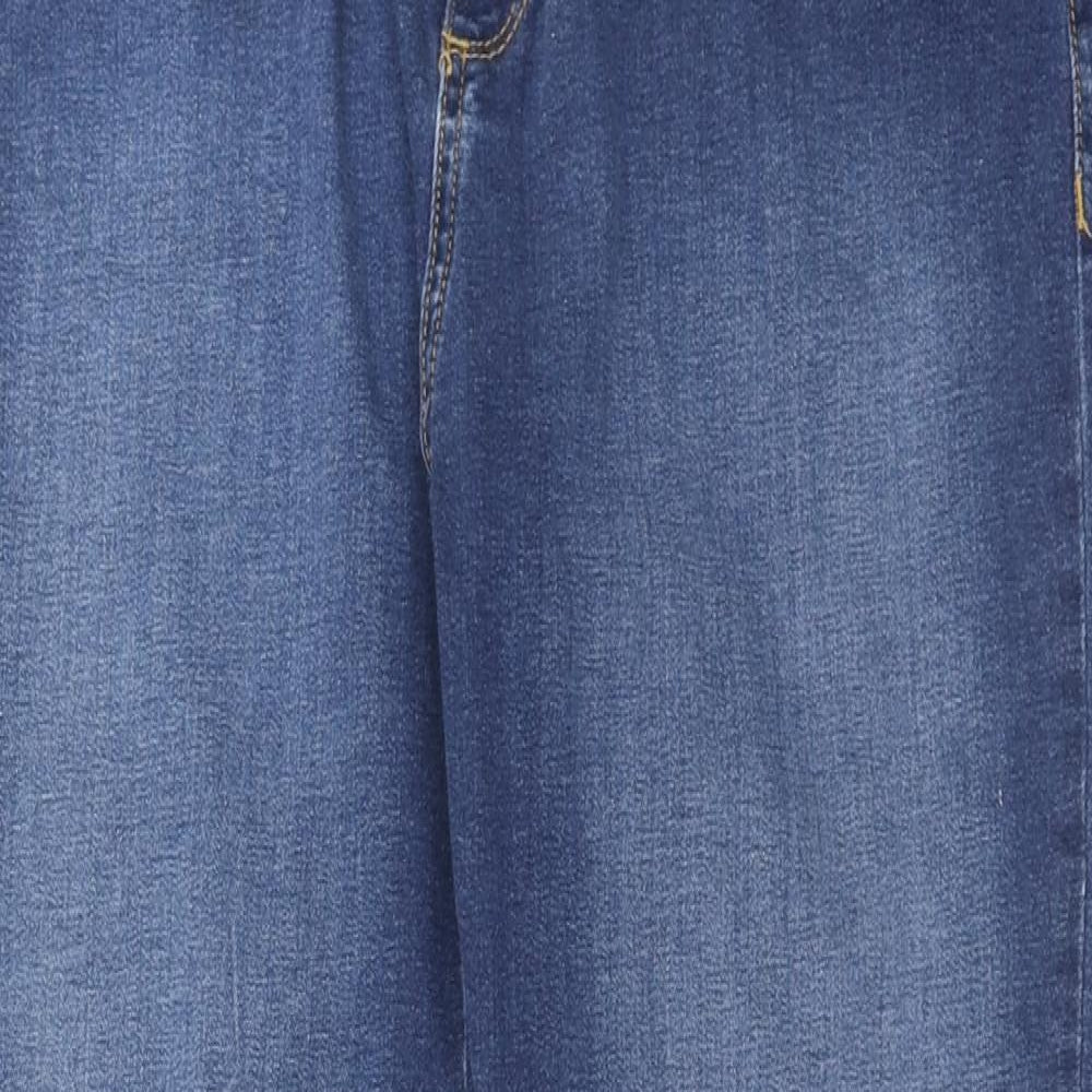 Wallis Womens Blue Cotton Straight Jeans Size 16 Regular Zip