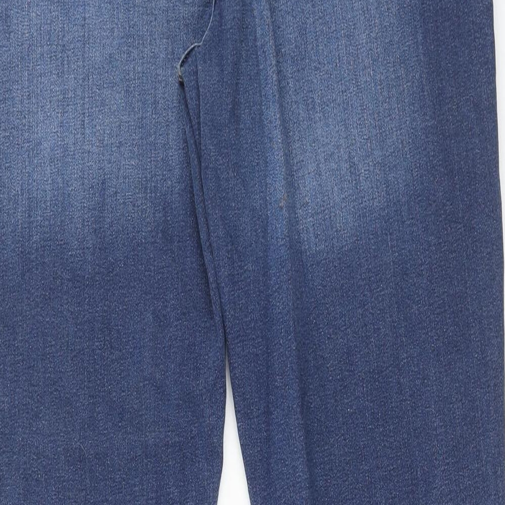 Wallis Womens Blue Cotton Straight Jeans Size 16 Regular Zip