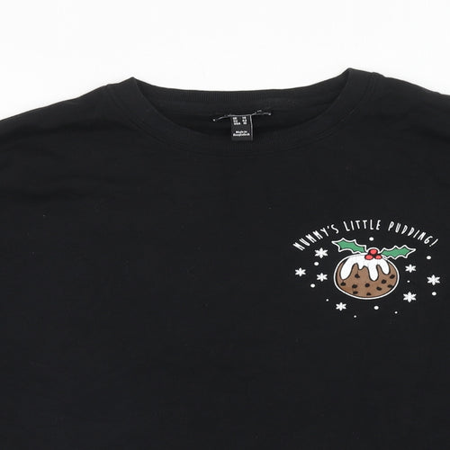 New Look Womens Black Cotton Pullover Sweatshirt Size 14 Pullover - Christmas