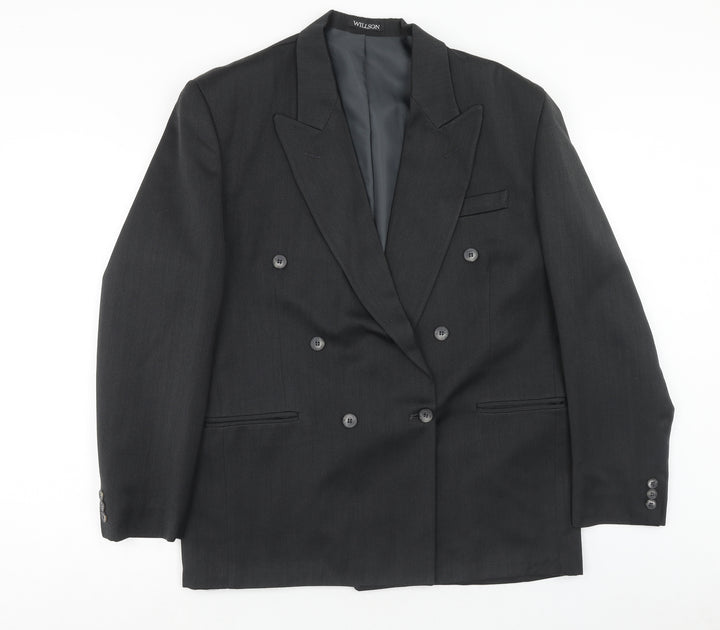 Wilson Mens Grey Polyester Jacket Blazer Size 40 Regular