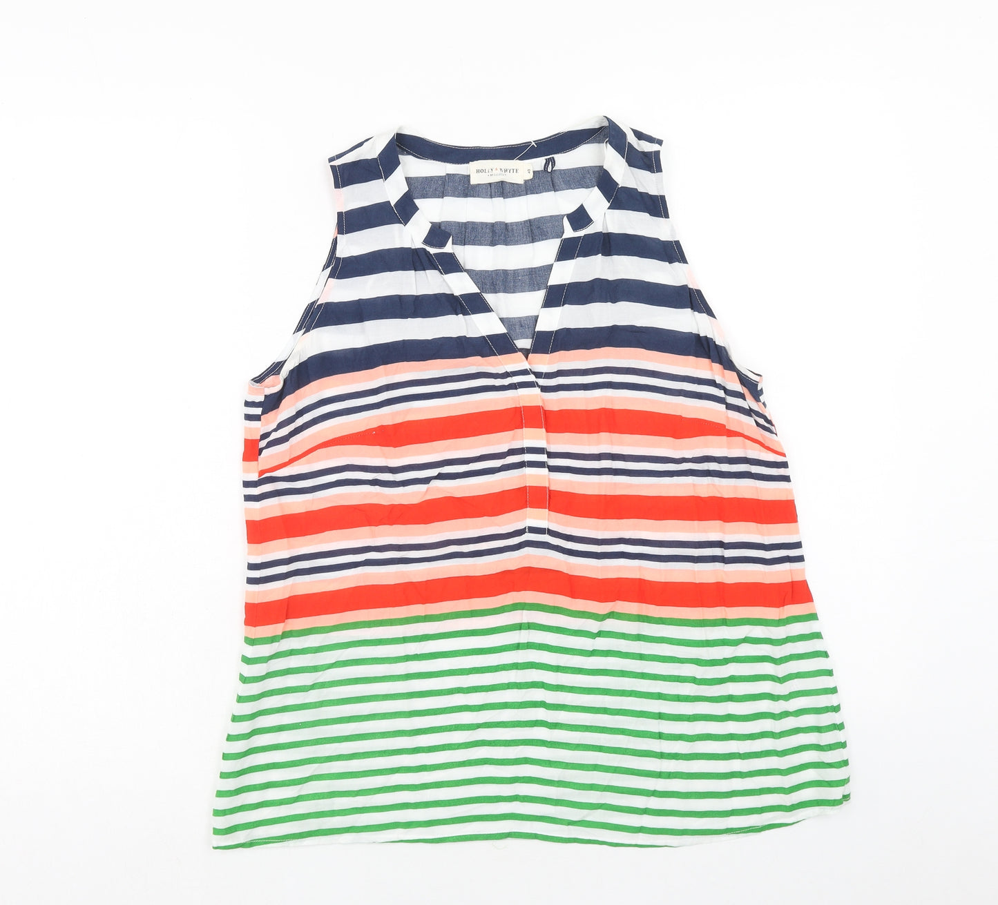 Holly & Whyte Womens Multicoloured Striped Viscose Basic Tank Size 12 V-Neck
