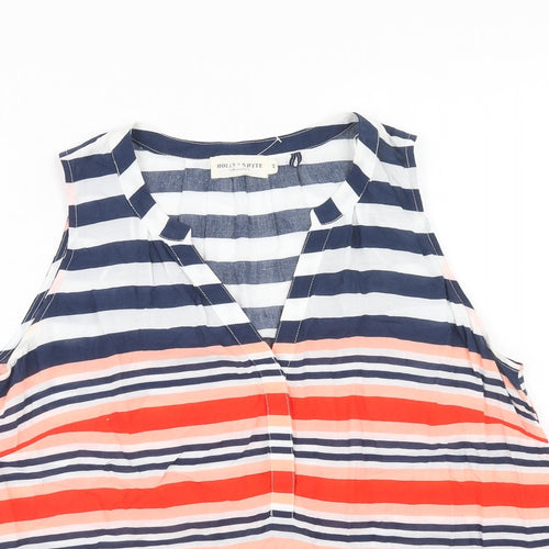 Holly & Whyte Womens Multicoloured Striped Viscose Basic Tank Size 12 V-Neck