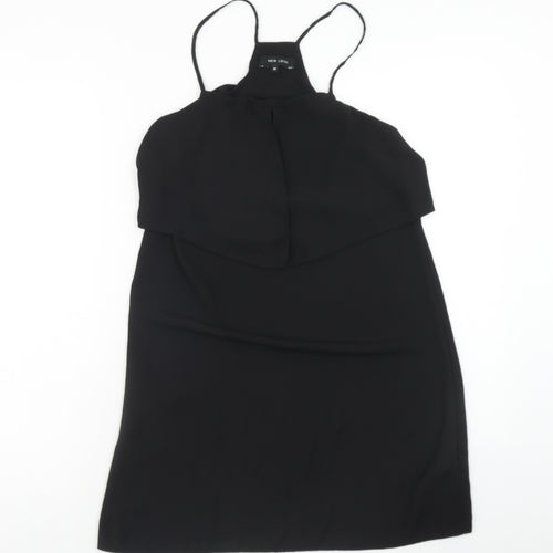New Look Womens Black Polyester Tunic Tank Size 10 Square Neck