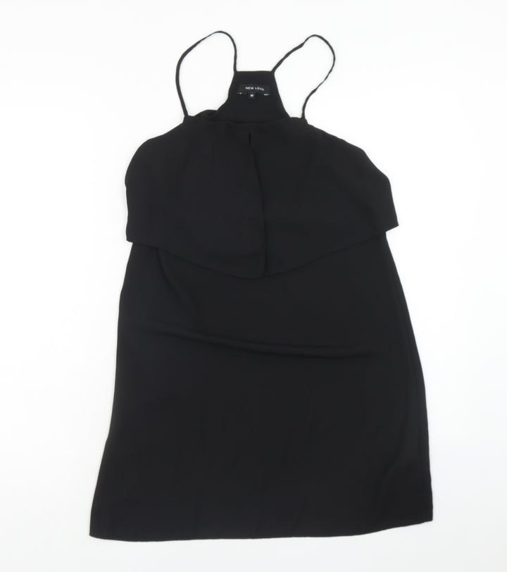 New Look Womens Black Polyester Tunic Tank Size 10 Square Neck
