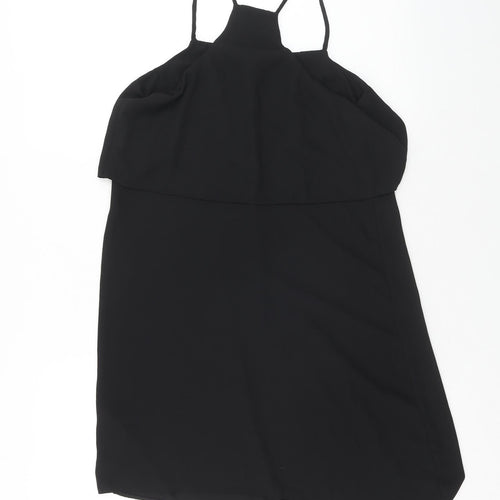 New Look Womens Black Polyester Tunic Tank Size 10 Square Neck