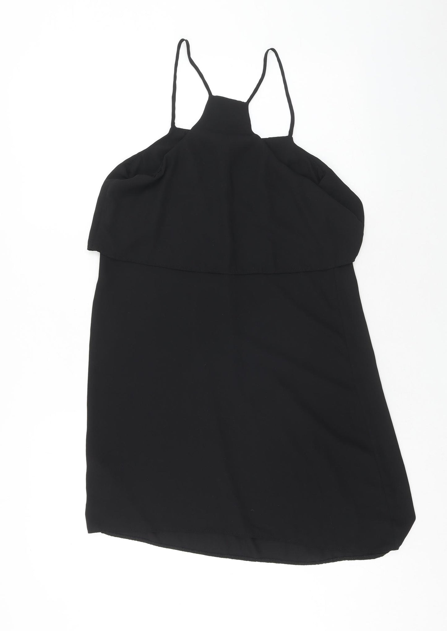 New Look Womens Black Polyester Tunic Tank Size 10 Square Neck