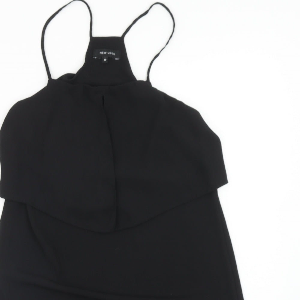 New Look Womens Black Polyester Tunic Tank Size 10 Square Neck