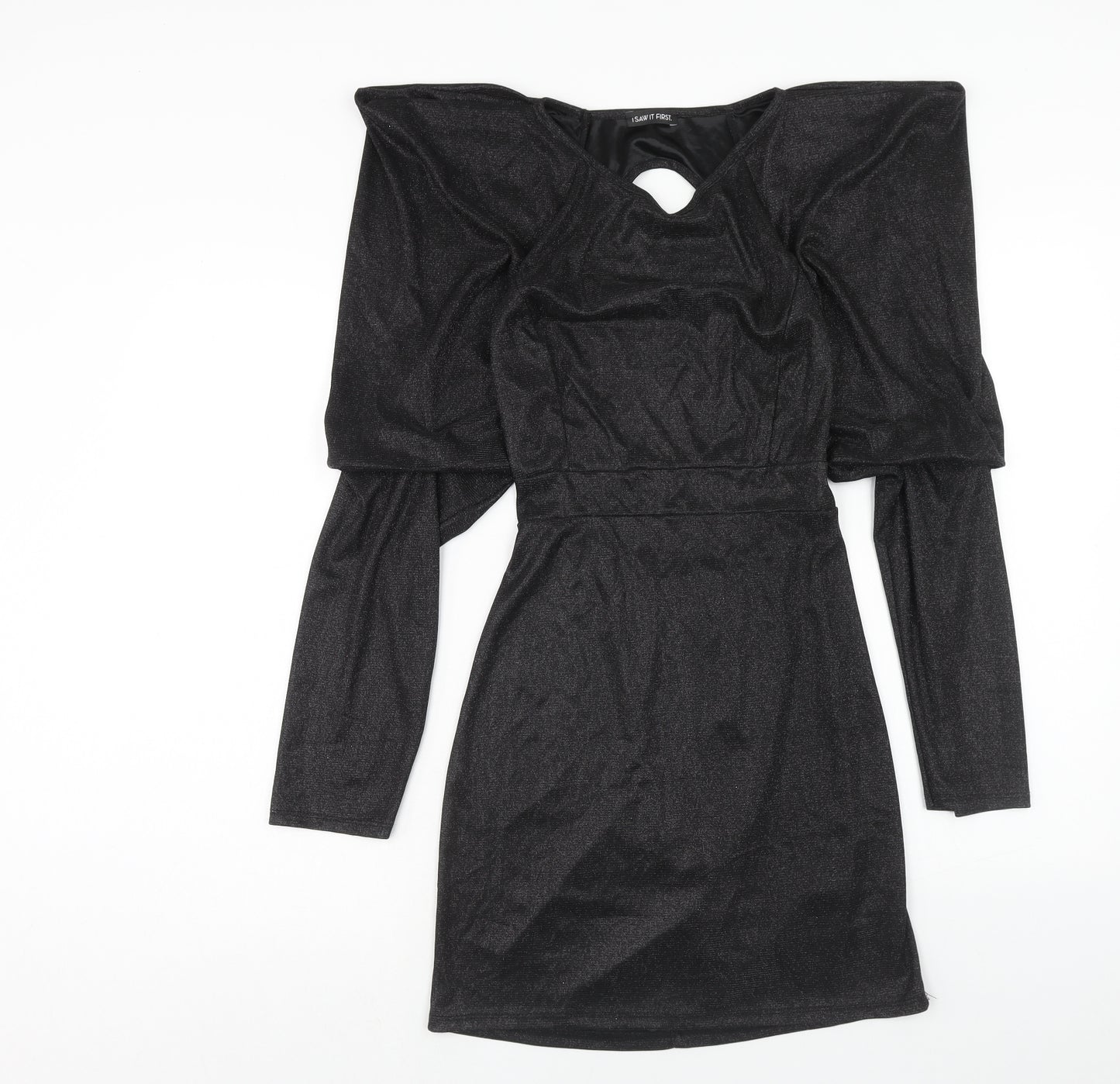 I SAW IT FIRST Womens Black Polyester Pencil Dress Size 12 V-Neck Pullover
