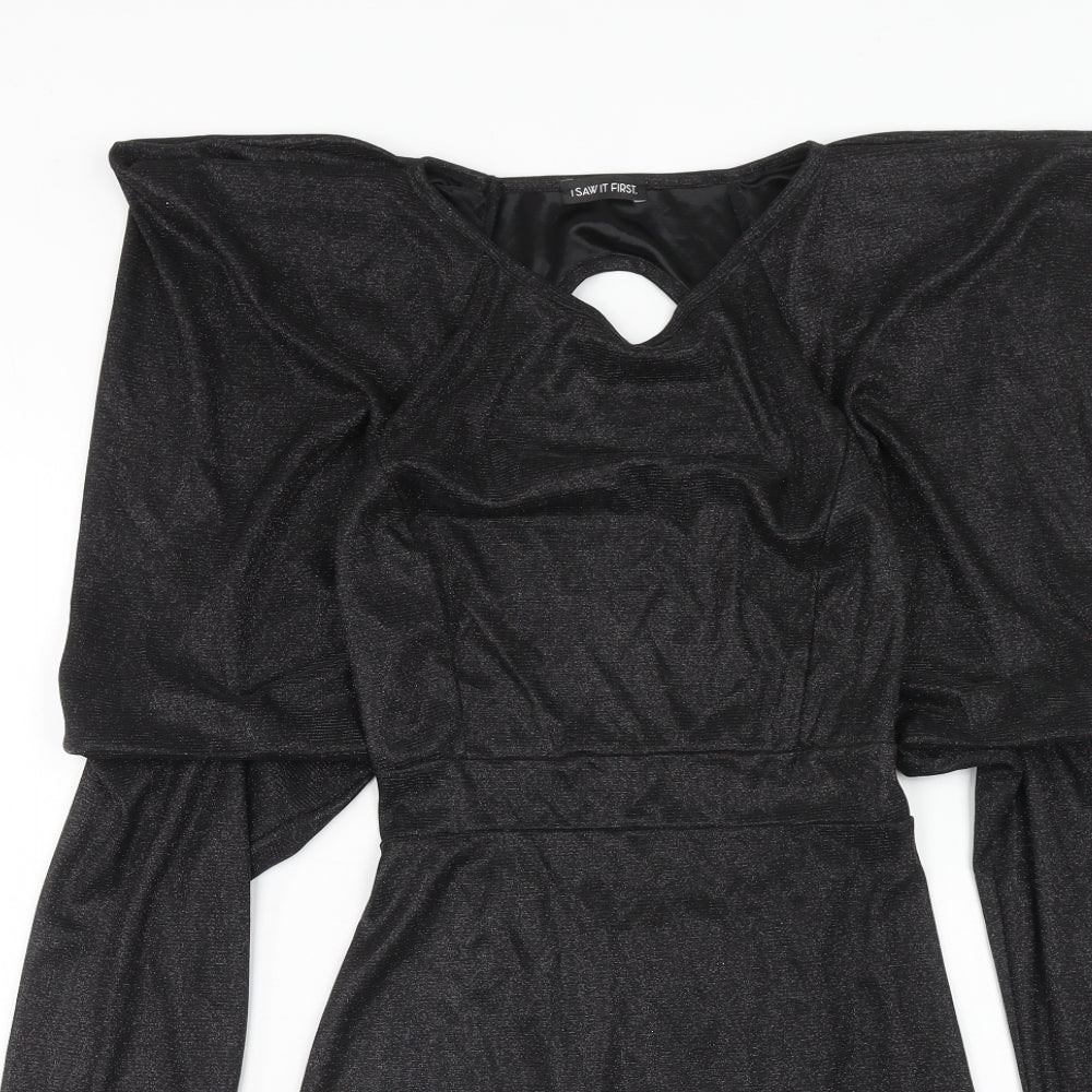 I SAW IT FIRST Womens Black Polyester Pencil Dress Size 12 V-Neck Pullover