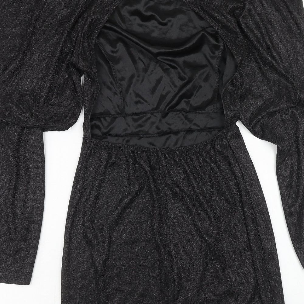 I SAW IT FIRST Womens Black Polyester Pencil Dress Size 12 V-Neck Pullover