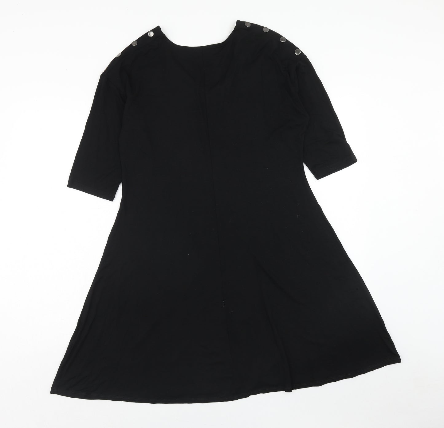 JD Wiliams Womens Black Viscose Fit & Flare Size 10 V-Neck Pullover