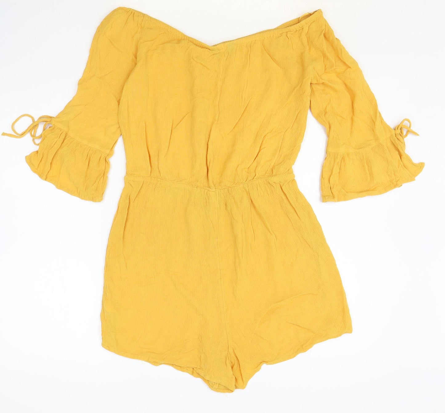 New Look Womens Yellow Viscose Playsuit One-Piece Size 12 Pullover