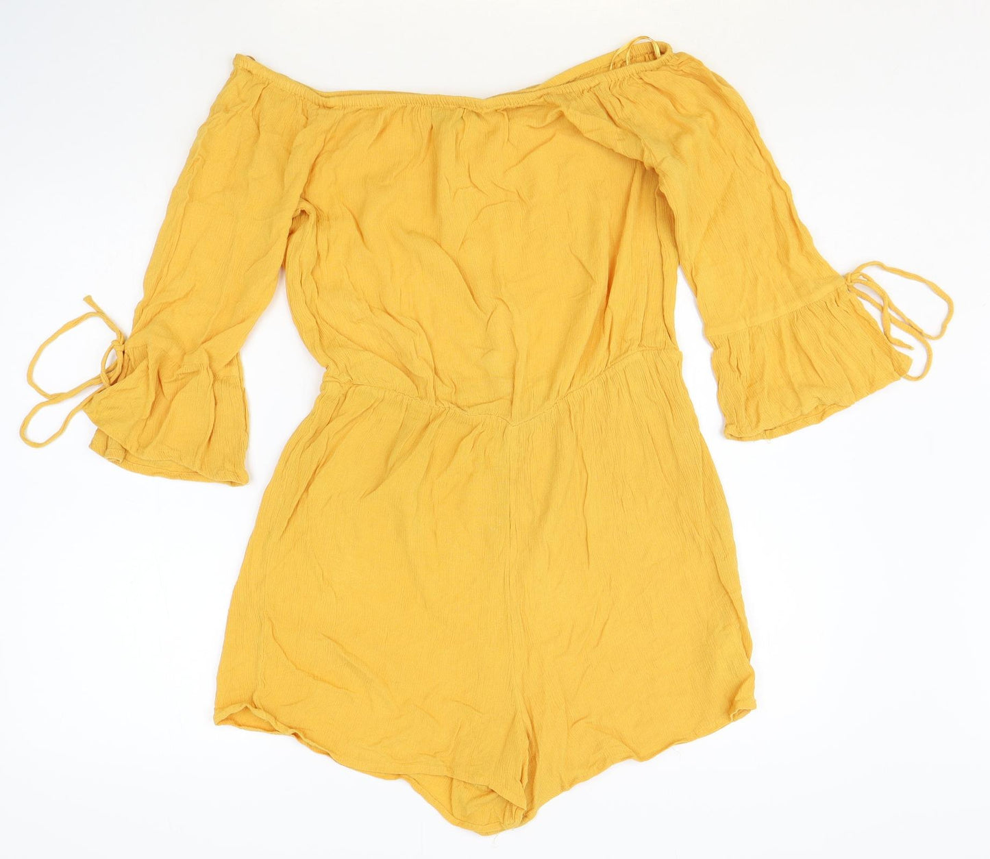 New Look Womens Yellow Viscose Playsuit One-Piece Size 12 Pullover