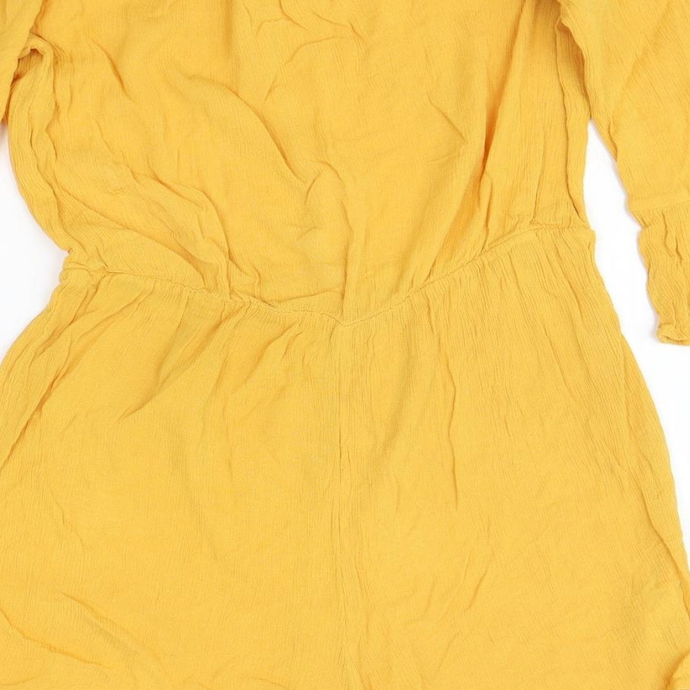 New Look Womens Yellow Viscose Playsuit One-Piece Size 12 Pullover