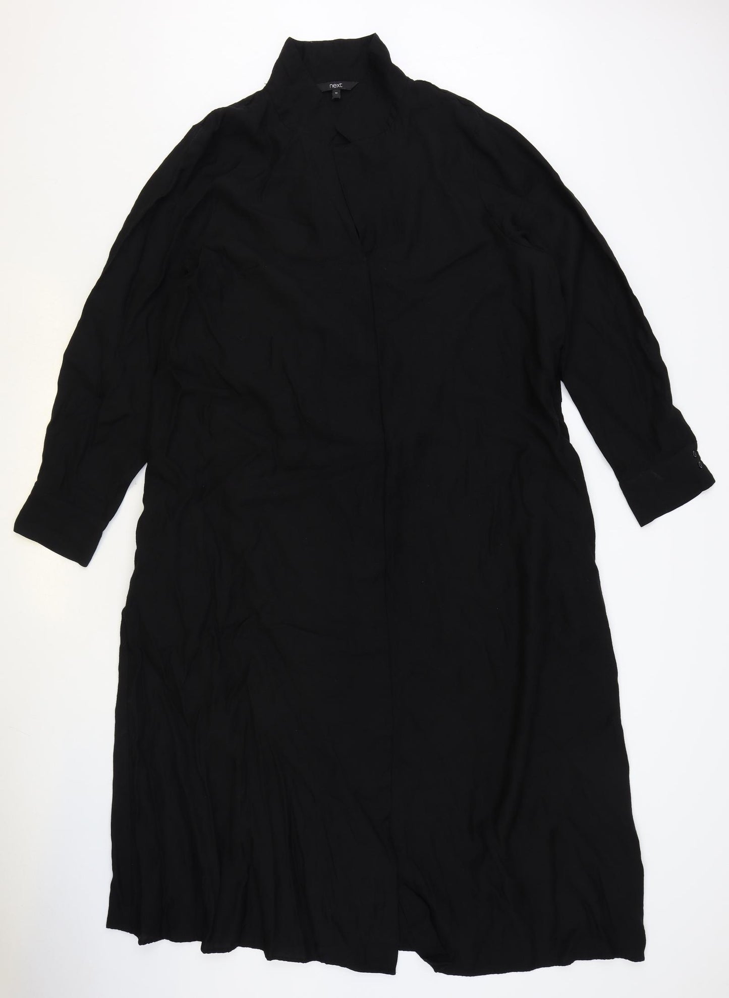 NEXT Womens Black Viscose Shirt Dress Size 18 V-Neck Pullover