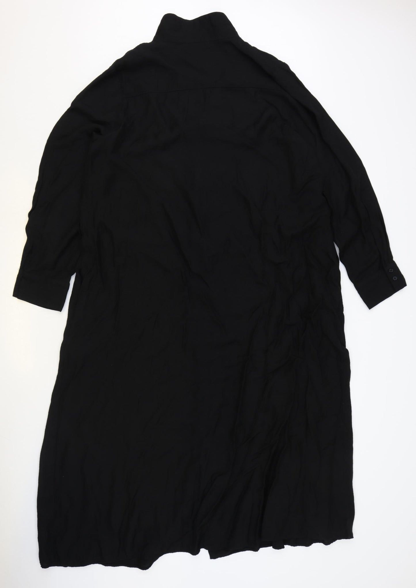 NEXT Womens Black Viscose Shirt Dress Size 18 V-Neck Pullover