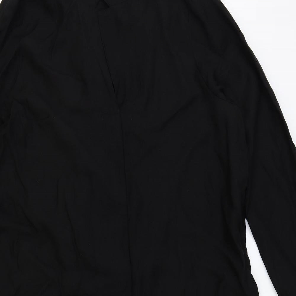 NEXT Womens Black Viscose Shirt Dress Size 18 V-Neck Pullover