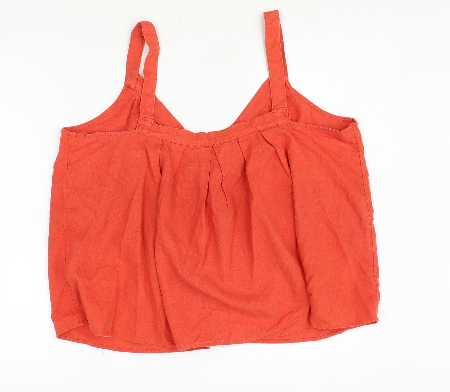 Marks and Spencer Womens Orange Linen Basic Tank Size 18 V-Neck