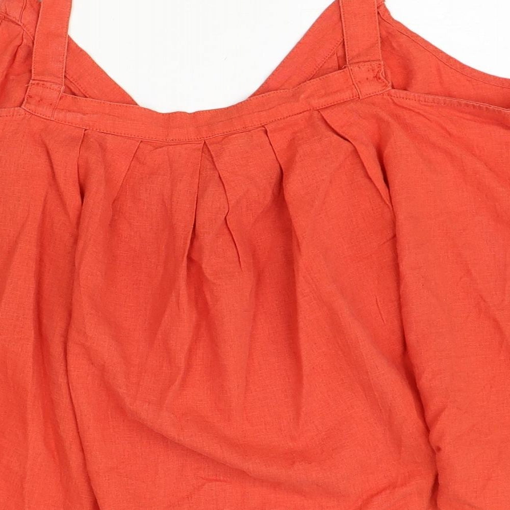 Marks and Spencer Womens Orange Linen Basic Tank Size 18 V-Neck