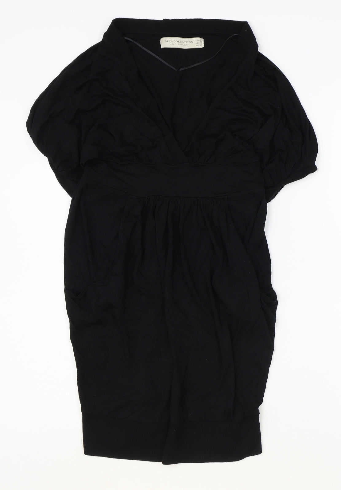Zara Womens Black Polyester Shift Size M V-Neck Pullover