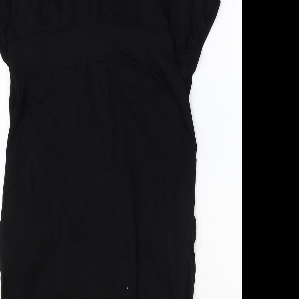 Zara Womens Black Polyester Shift Size M V-Neck Pullover