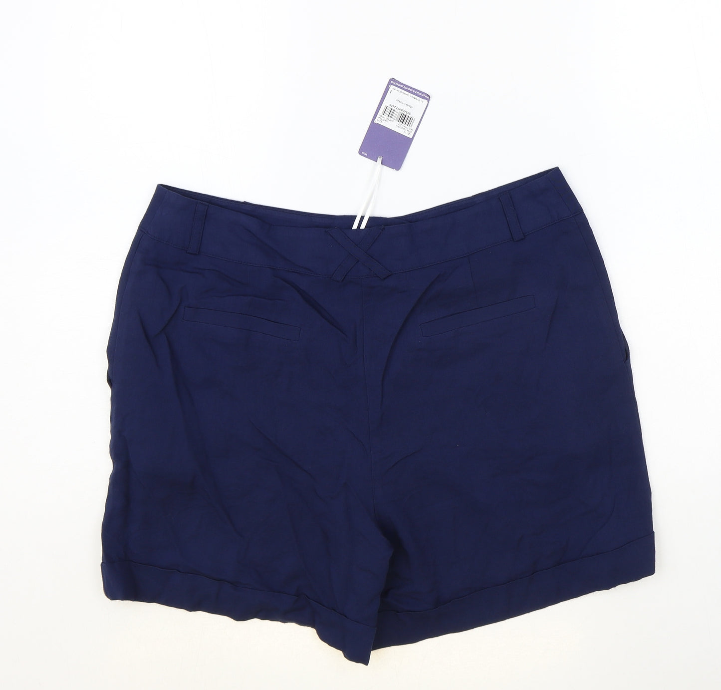 TU Womens Blue Viscose Chino Shorts Size 14 Regular Zip