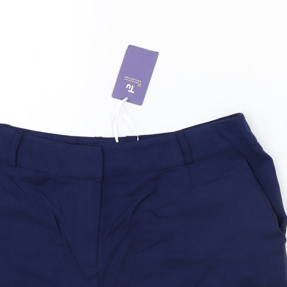 TU Womens Blue Viscose Chino Shorts Size 14 Regular Zip