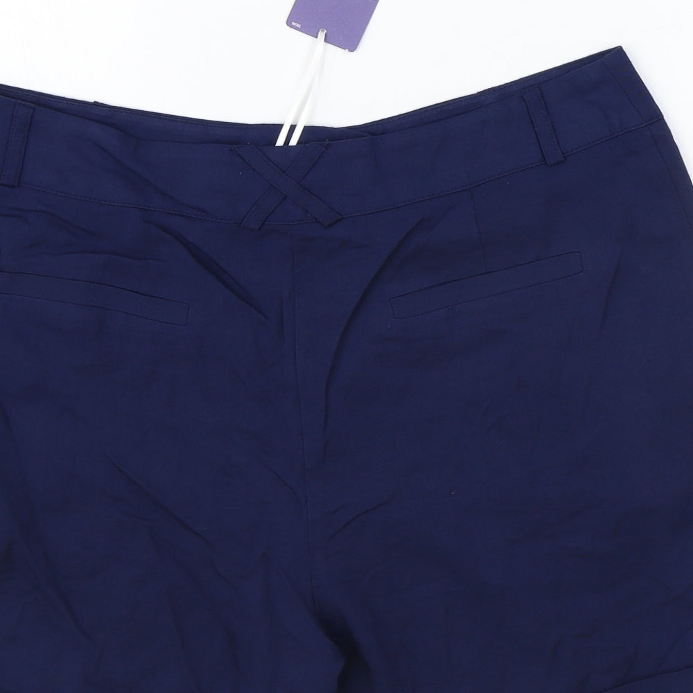 TU Womens Blue Viscose Chino Shorts Size 14 Regular Zip