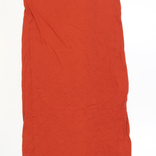 Marks and Spencer Womens Orange Viscose T-Shirt Dress Size S V-Neck Pullover