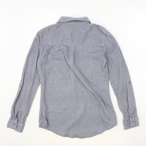 Dorothy Perkins Womens Blue 100% Cotton Basic Button-Up Size 8 Collared