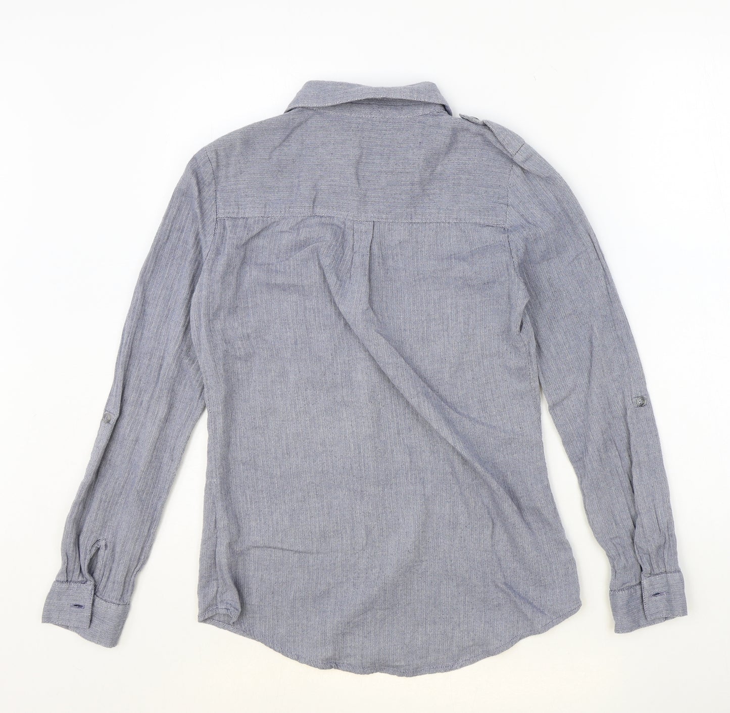 Dorothy Perkins Womens Blue 100% Cotton Basic Button-Up Size 8 Collared